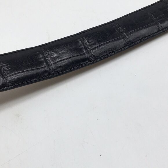 1995 Brighton Croc Embossed Leather Belt L44803 Black Silver Scrolls Buckle Sz L main image 10